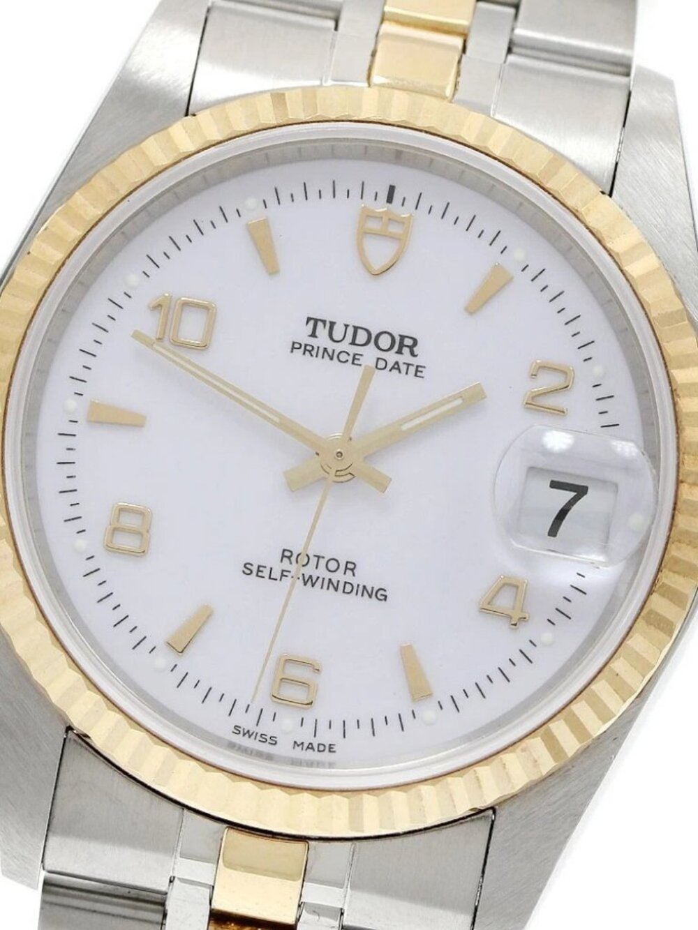 TUDOR Prince Date 74033 YG 2 tone Date white Dial Automatic Men's Watch_942750